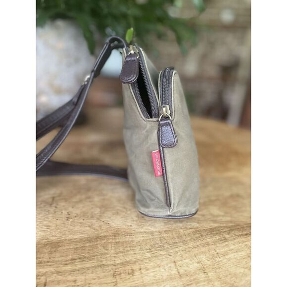 Liz Claiborne Olive Green Crossbody Mini Backpack Double Zip Compartments 9”x7” - Picture 2 of 11